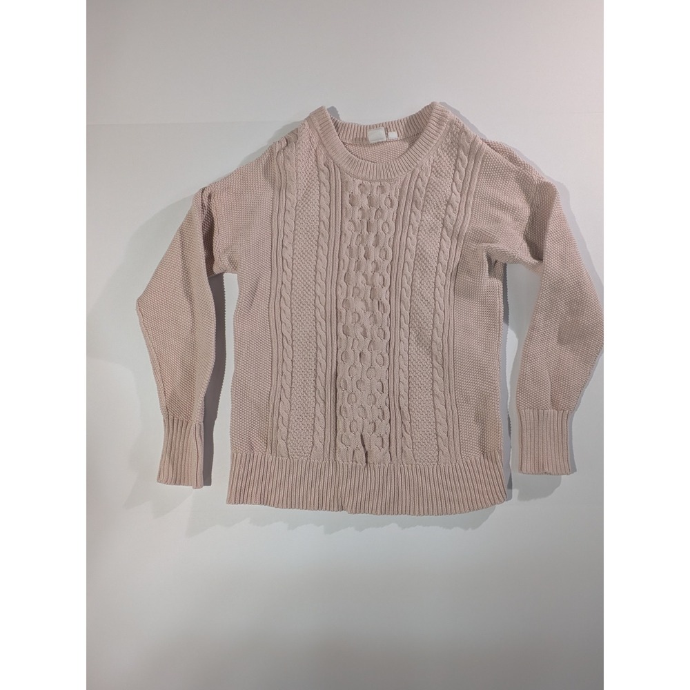 Gap Womens Pink Cable Knit Crewneck Sweater Long Sleeve Pullover Size M